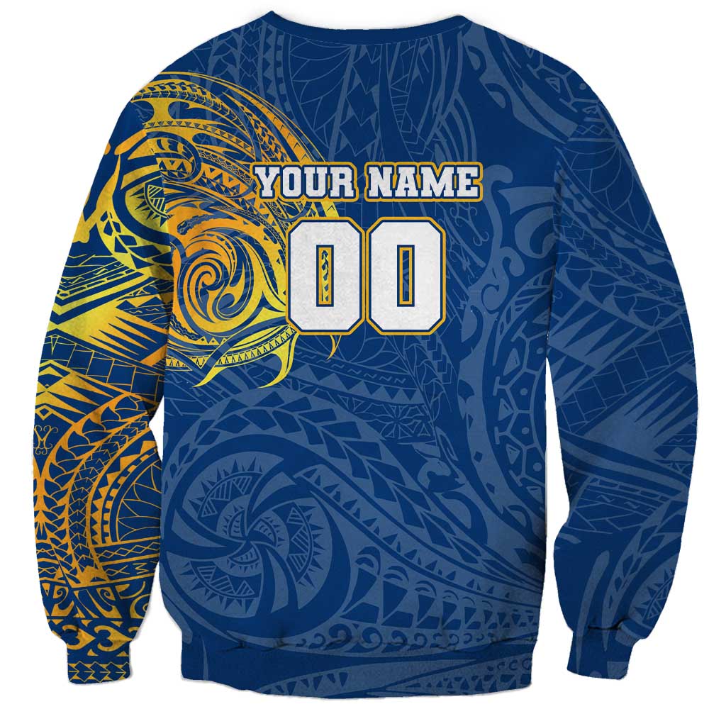 Personalized Parramatta Eels Sweatshirt Polynesian Tribal Chest and Sleeve Tattoo