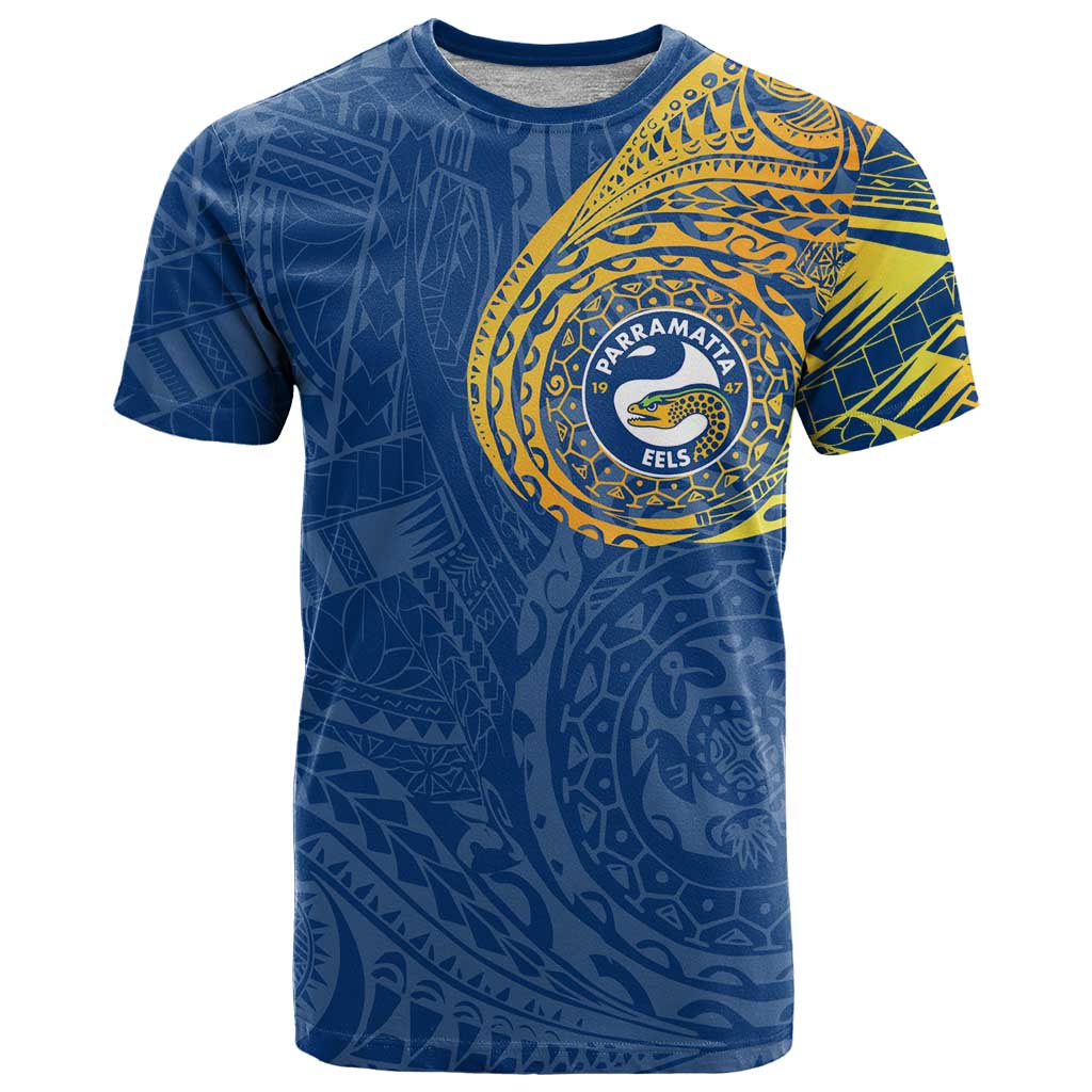 Personalized Parramatta Eels T Shirt Polynesian Tribal Chest and Sleeve Tattoo