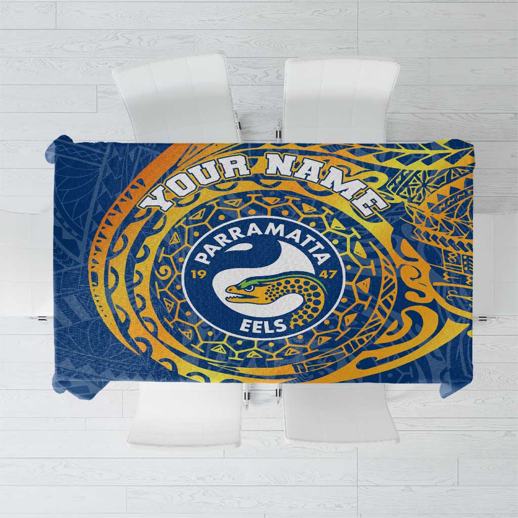 Personalized Parramatta Eels Tablecloth Polynesian Tribal Chest and Sleeve Tattoo