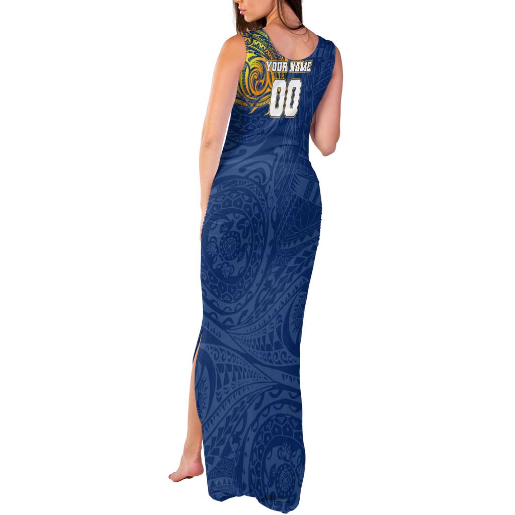 Personalized Parramatta Eels Tank Maxi Dress Polynesian Tribal Chest and Sleeve Tattoo