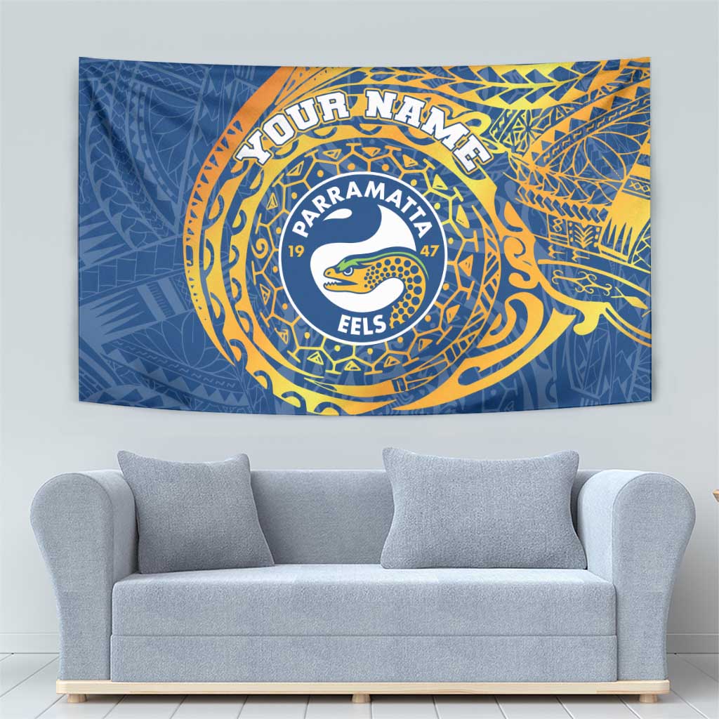 Personalized Parramatta Eels Tapestry Polynesian Tribal Chest and Sleeve Tattoo