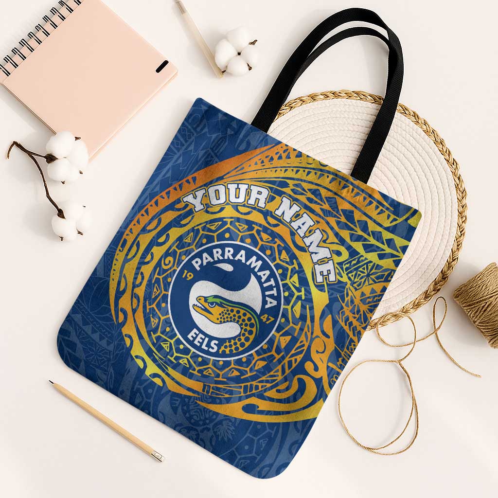 Personalized Parramatta Eels Tote Bag Polynesian Tribal Chest and Sleeve Tattoo