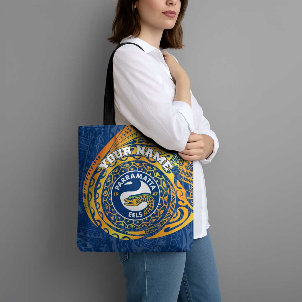 Personalized Parramatta Eels Tote Bag Polynesian Tribal Chest and Sleeve Tattoo