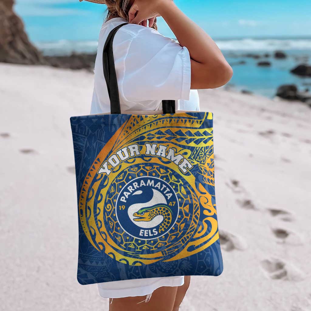 Personalized Parramatta Eels Tote Bag Polynesian Tribal Chest and Sleeve Tattoo