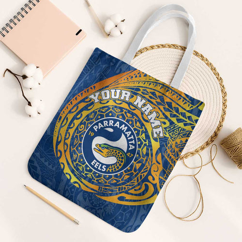 Personalized Parramatta Eels Tote Bag Polynesian Tribal Chest and Sleeve Tattoo