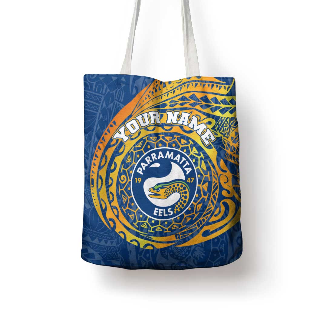Personalized Parramatta Eels Tote Bag Polynesian Tribal Chest and Sleeve Tattoo