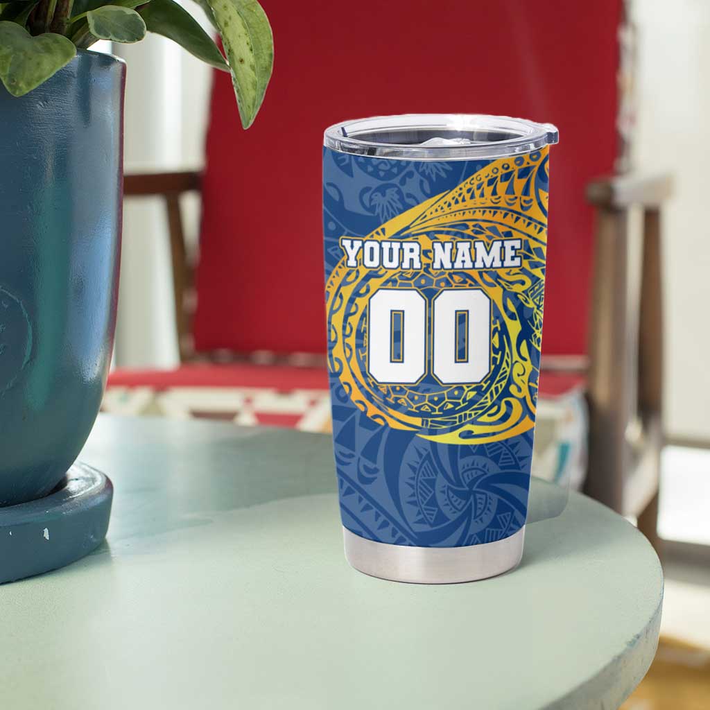 Personalized Parramatta Eels Tumbler Cup Polynesian Tribal Chest and Sleeve Tattoo