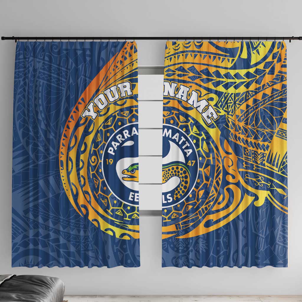 Personalized Parramatta Eels Window Curtain Polynesian Tribal Chest and Sleeve Tattoo