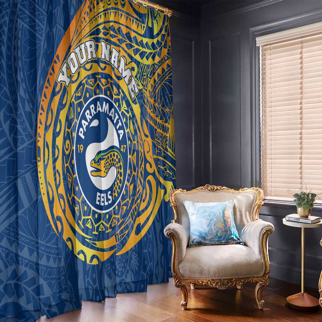 Personalized Parramatta Eels Window Curtain Polynesian Tribal Chest and Sleeve Tattoo