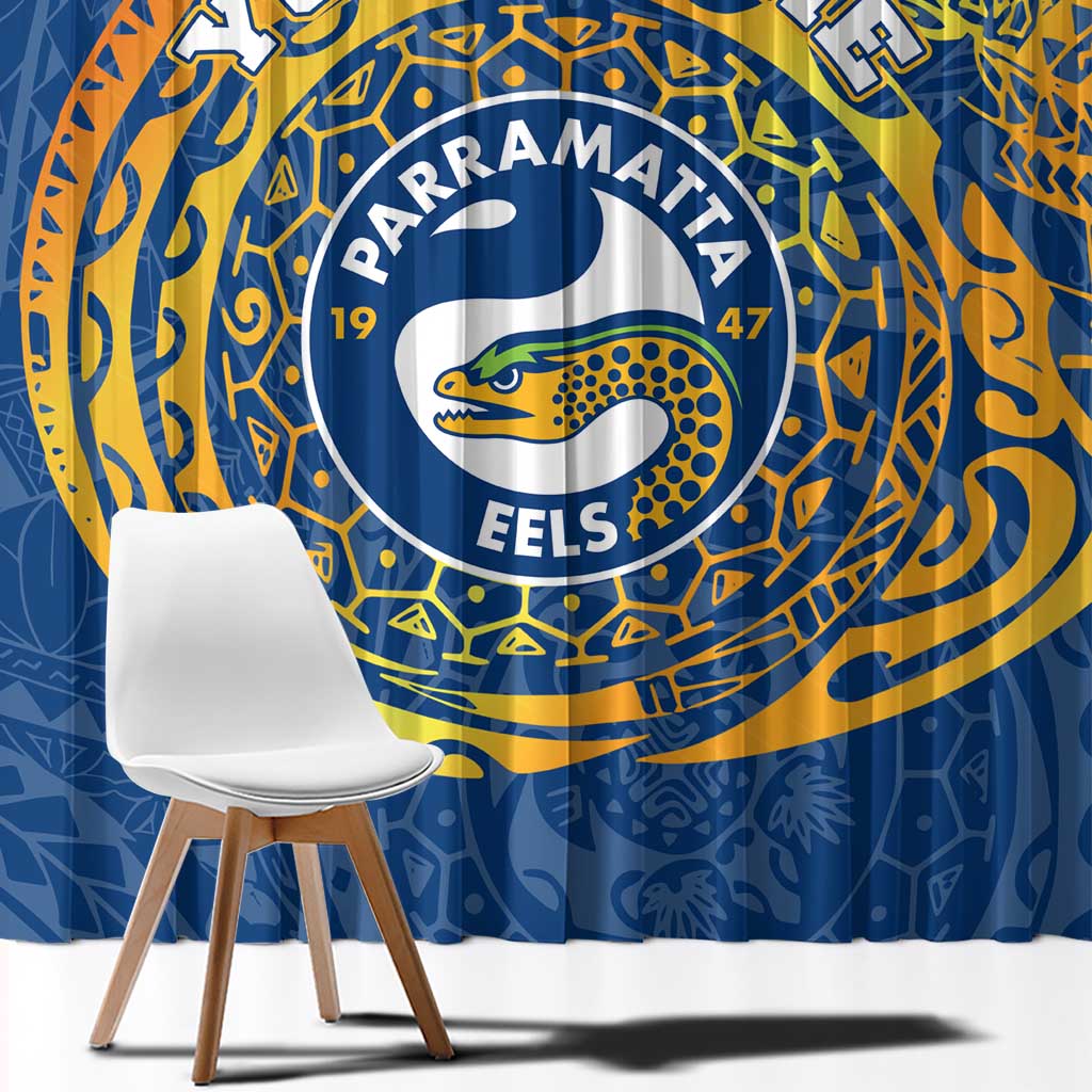 Personalized Parramatta Eels Window Curtain Polynesian Tribal Chest and Sleeve Tattoo