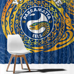 Personalized Parramatta Eels Window Curtain Polynesian Tribal Chest and Sleeve Tattoo