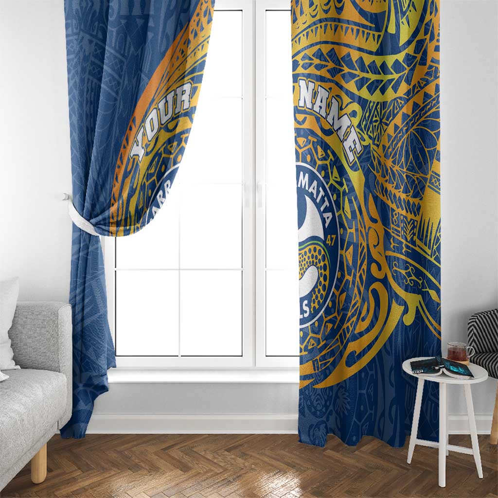 Personalized Parramatta Eels Window Curtain Polynesian Tribal Chest and Sleeve Tattoo
