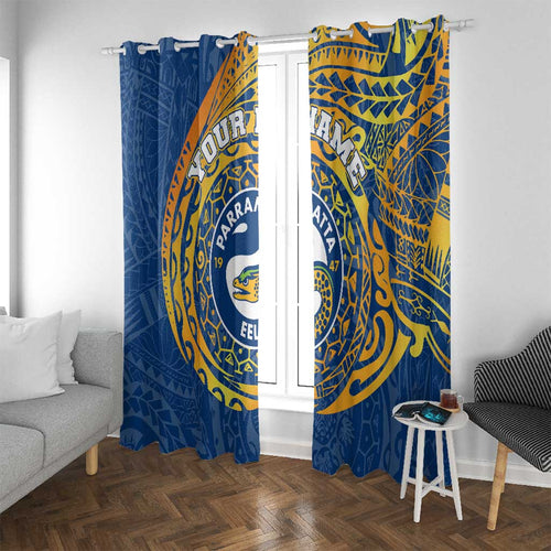 Personalized Parramatta Eels Window Curtain Polynesian Tribal Chest and Sleeve Tattoo