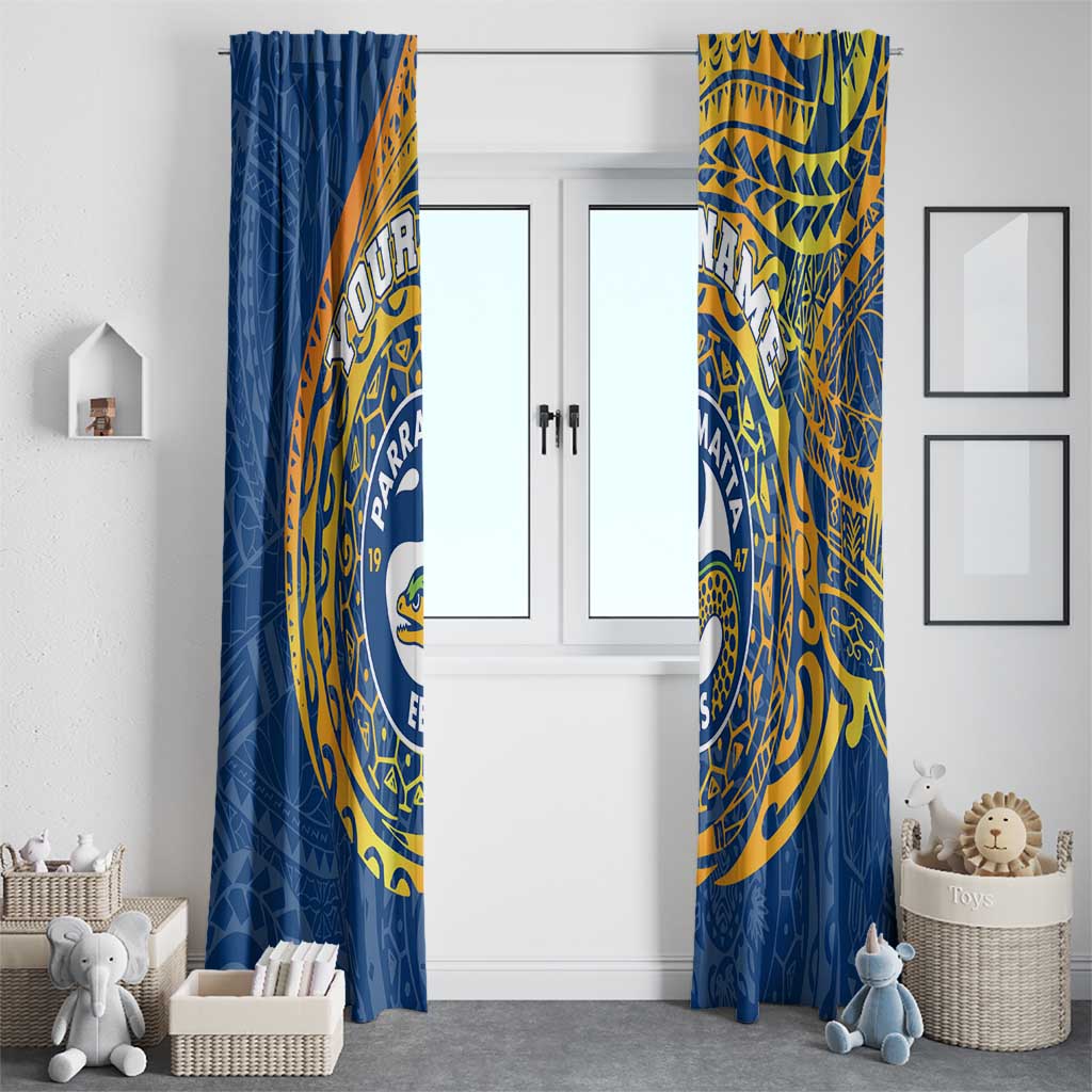 Personalized Parramatta Eels Window Curtain Polynesian Tribal Chest and Sleeve Tattoo