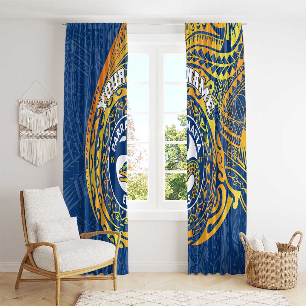Personalized Parramatta Eels Window Curtain Polynesian Tribal Chest and Sleeve Tattoo