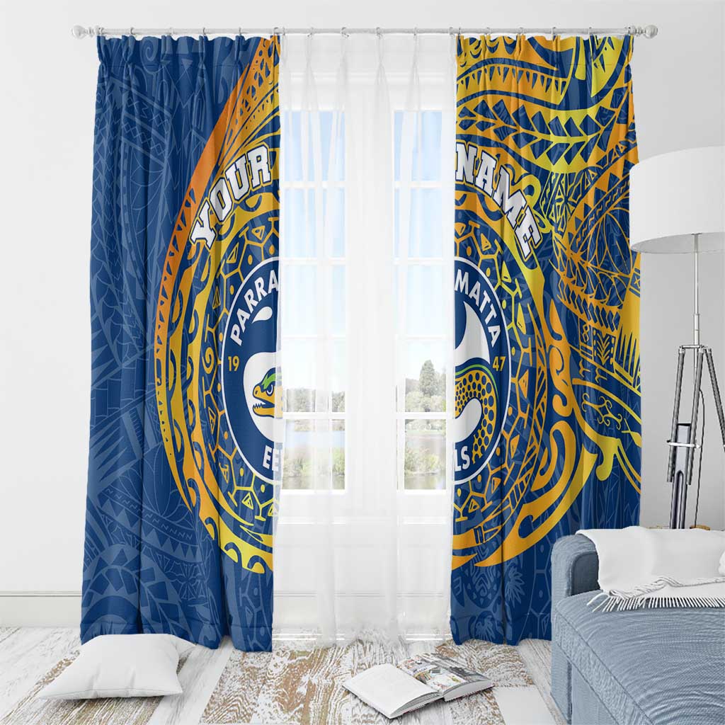 Personalized Parramatta Eels Window Curtain Polynesian Tribal Chest and Sleeve Tattoo