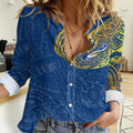 Personalized Parramatta Eels Women Casual Shirt Polynesian Tribal Chest and Sleeve Tattoo