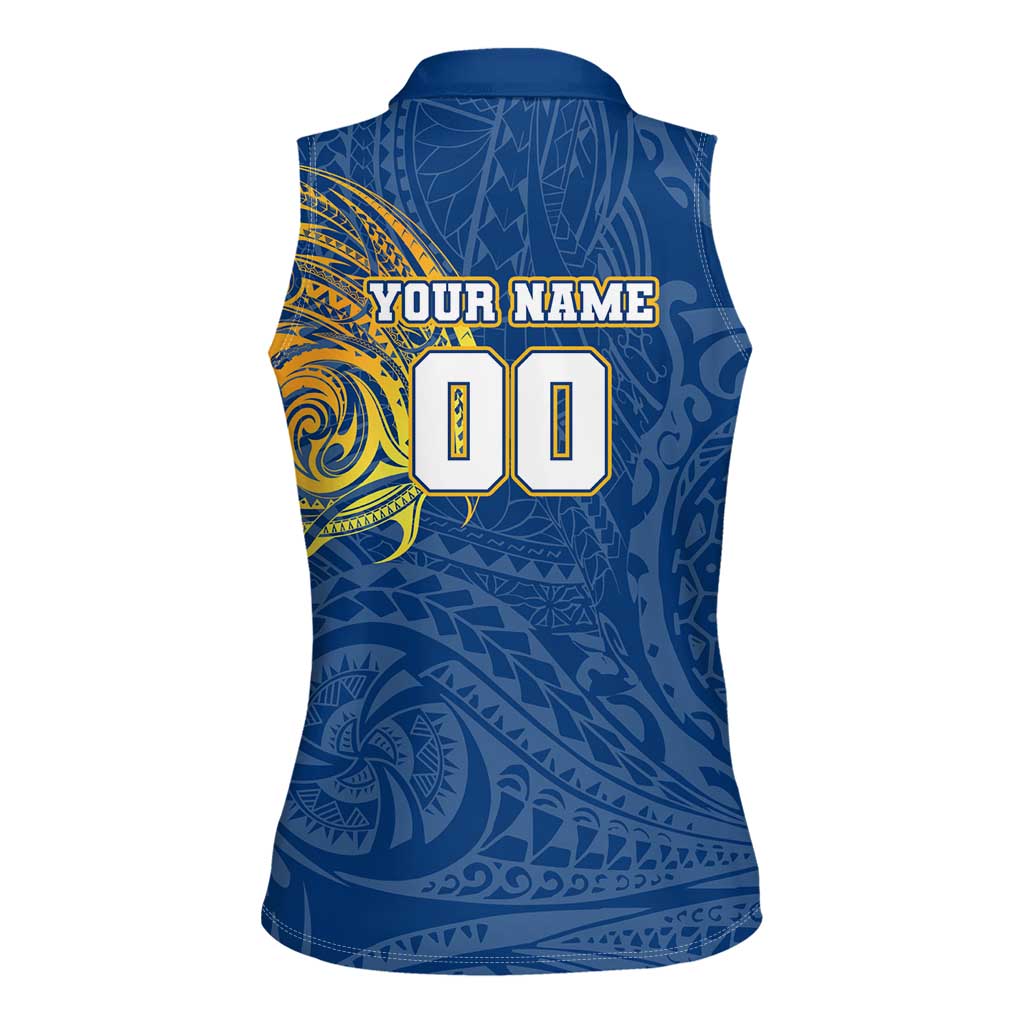 Personalized Parramatta Eels Women Sleeveless Polo Shirt Polynesian Tribal Chest and Sleeve Tattoo
