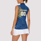 Personalized Parramatta Eels Women Sleeveless Polo Shirt Polynesian Tribal Chest and Sleeve Tattoo