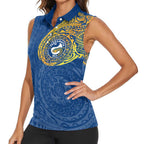 Personalized Parramatta Eels Women Sleeveless Polo Shirt Polynesian Tribal Chest and Sleeve Tattoo