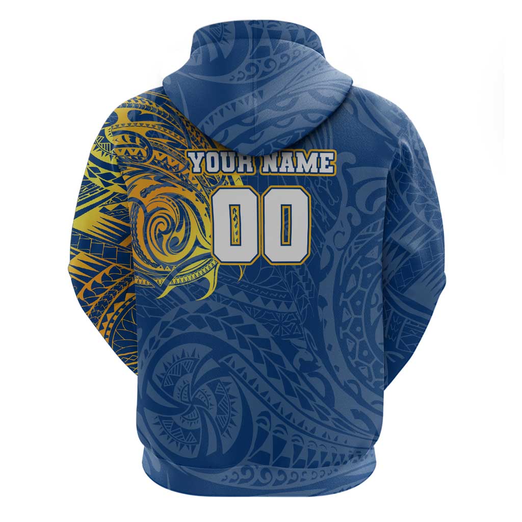 Personalized Parramatta Eels Zip Hoodie Polynesian Tribal Chest and Sleeve Tattoo