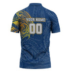 Personalized Parramatta Eels Zipper Polo Shirt Polynesian Tribal Chest and Sleeve Tattoo