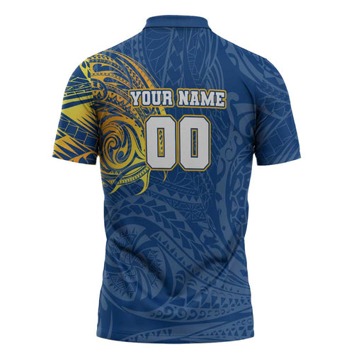 Personalized Parramatta Eels Zipper Polo Shirt Polynesian Tribal Chest and Sleeve Tattoo