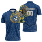 Personalized Parramatta Eels Zipper Polo Shirt Polynesian Tribal Chest and Sleeve Tattoo