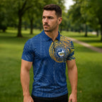 Personalized Parramatta Eels Zipper Polo Shirt Polynesian Tribal Chest and Sleeve Tattoo