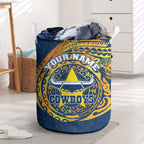 Personalized North Queensland Cowboys Laundry Basket Polynesian Tribal Chest and Sleeve Tattoo