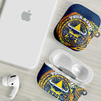 Personalized North Queensland Cowboys AirPods Case Polynesian Tribal Chest and Sleeve Tattoo