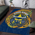 Personalized North Queensland Cowboys Area Rug Polynesian Tribal Chest and Sleeve Tattoo