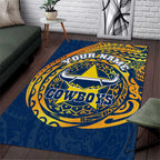 Personalized North Queensland Cowboys Area Rug Polynesian Tribal Chest and Sleeve Tattoo