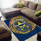 Personalized North Queensland Cowboys Area Rug Polynesian Tribal Chest and Sleeve Tattoo