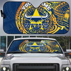 Personalized North Queensland Cowboys Auto Sun Shade Polynesian Tribal Chest and Sleeve Tattoo