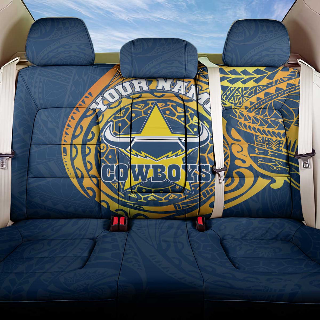 Personalized North Queensland Cowboys Back Car Seat Cover Polynesian Tribal Chest and Sleeve Tattoo
