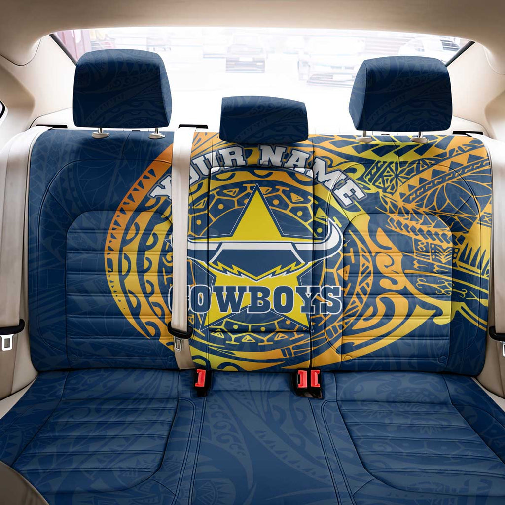 Personalized North Queensland Cowboys Back Car Seat Cover Polynesian Tribal Chest and Sleeve Tattoo