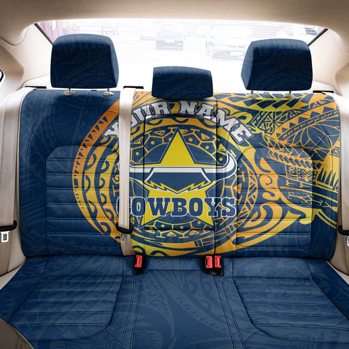 Personalized North Queensland Cowboys Back Car Seat Cover Polynesian Tribal Chest and Sleeve Tattoo