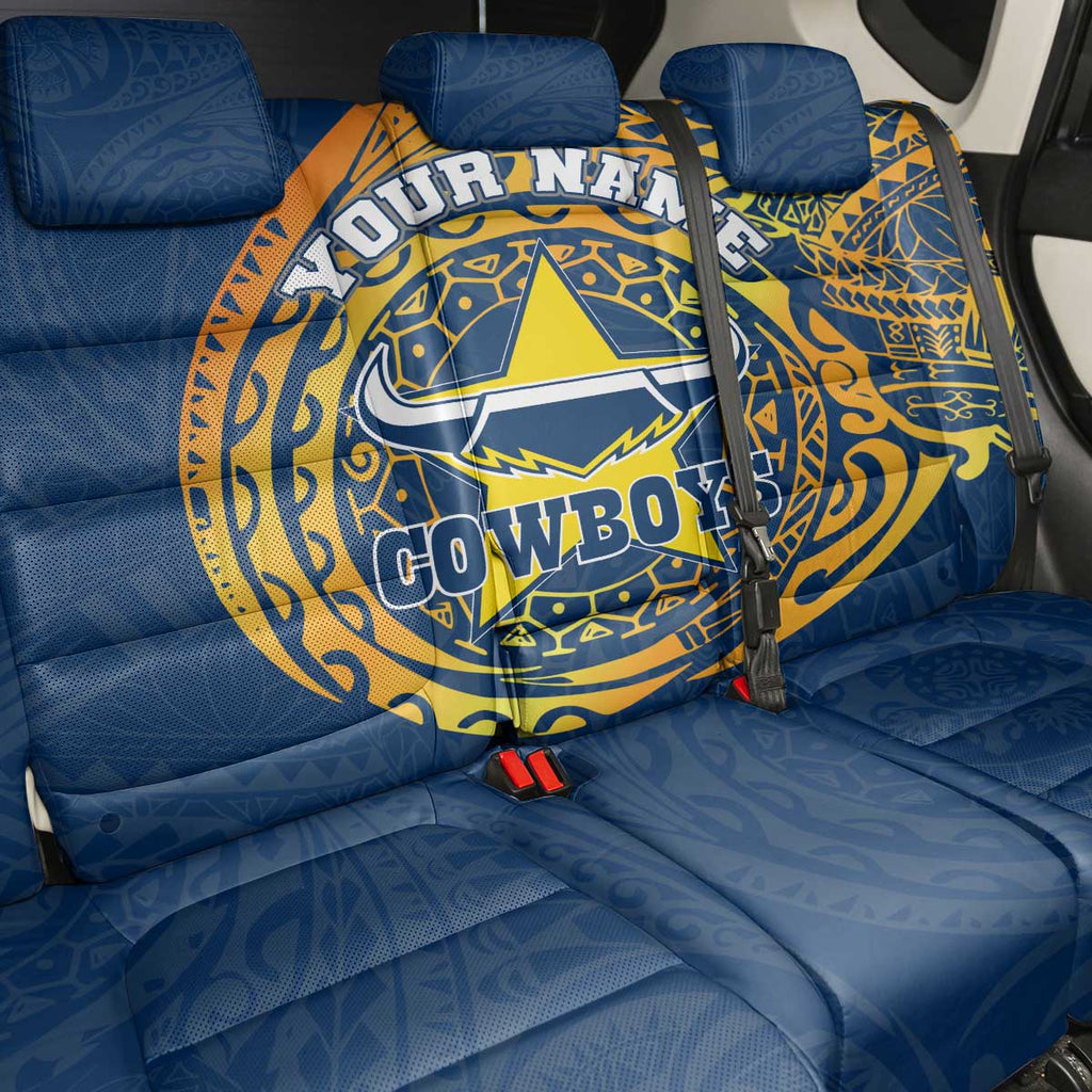 Personalized North Queensland Cowboys Back Car Seat Cover Polynesian Tribal Chest and Sleeve Tattoo