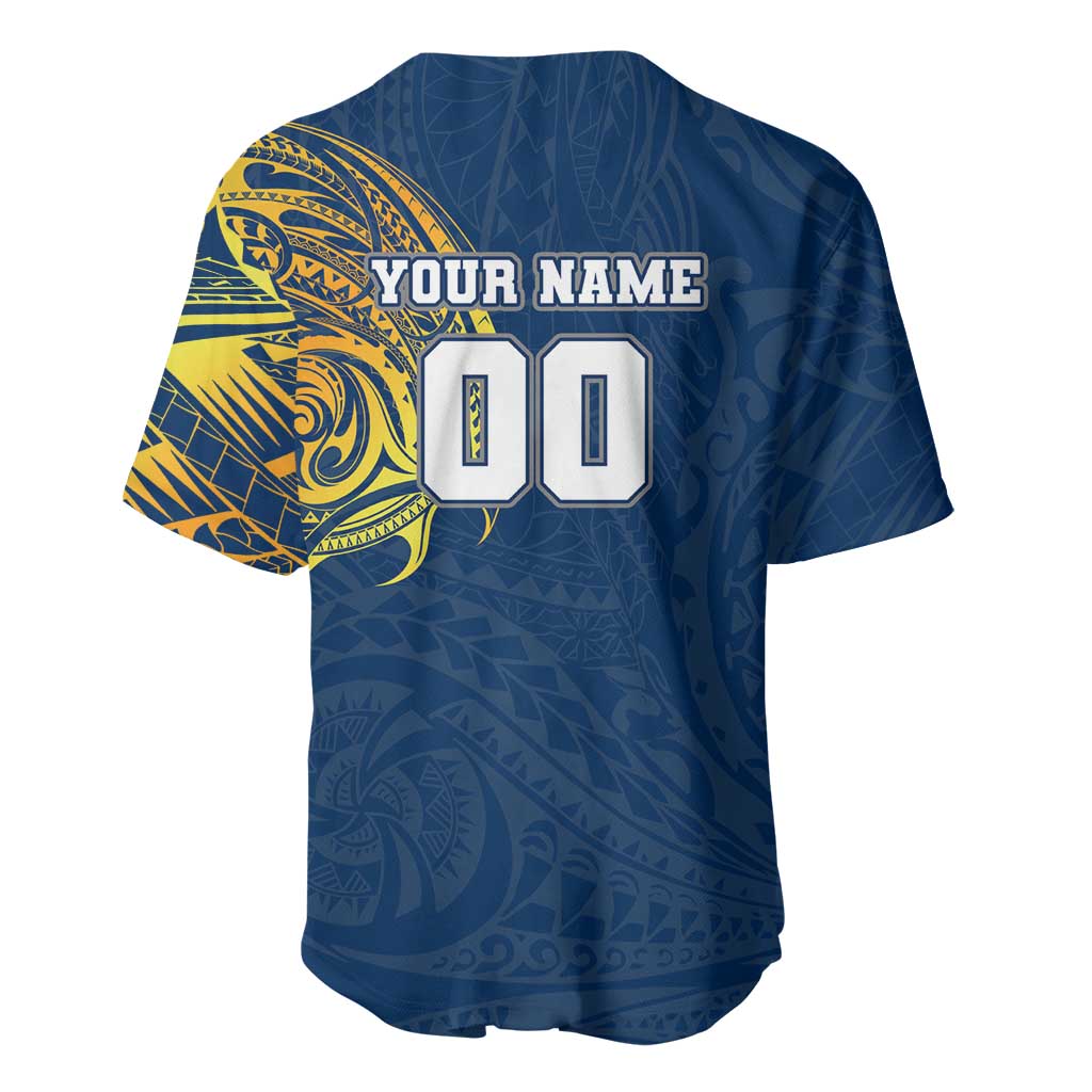 Personalized North Queensland Cowboys Baseball Jersey Polynesian Tribal Chest and Sleeve Tattoo