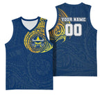 Personalized North Queensland Cowboys Basketball Jersey Polynesian Tribal Chest and Sleeve Tattoo