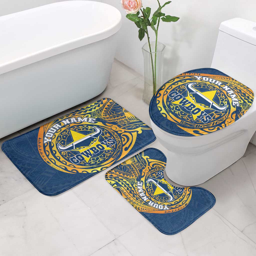 Personalized North Queensland Cowboys Bathroom Set Polynesian Tribal Chest and Sleeve Tattoo