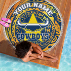 Personalized North Queensland Cowboys Beach Blanket Polynesian Tribal Chest and Sleeve Tattoo
