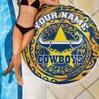 Personalized North Queensland Cowboys Beach Blanket Polynesian Tribal Chest and Sleeve Tattoo