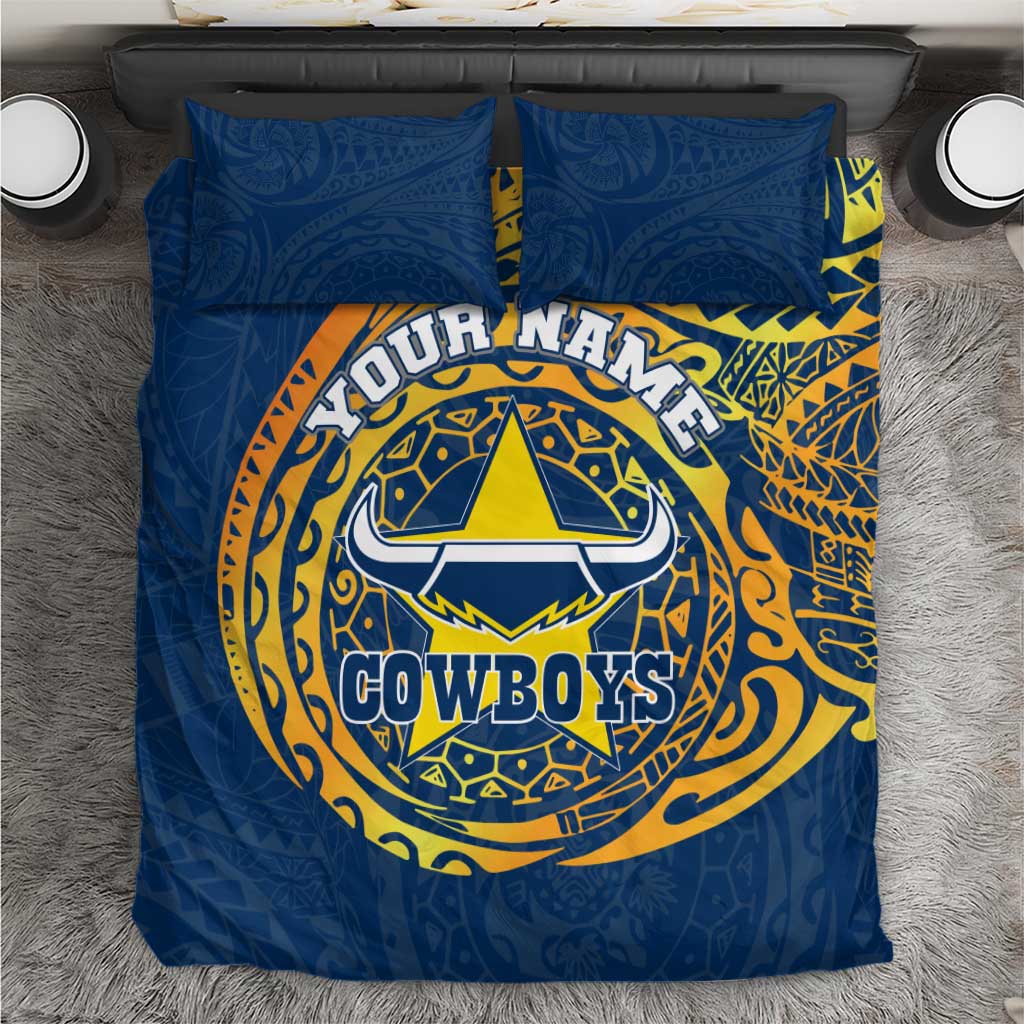 Personalized North Queensland Cowboys Bedding Set Polynesian Tribal Chest and Sleeve Tattoo