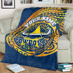 Personalized North Queensland Cowboys Blanket Polynesian Tribal Chest and Sleeve Tattoo