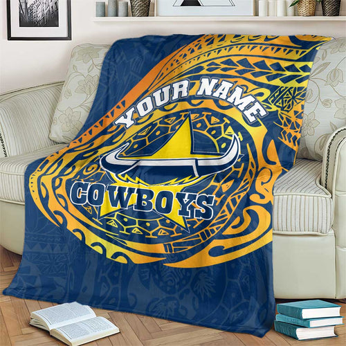 Personalized North Queensland Cowboys Blanket Polynesian Tribal Chest and Sleeve Tattoo
