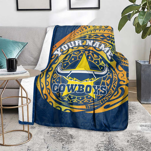 Personalized North Queensland Cowboys Blanket Polynesian Tribal Chest and Sleeve Tattoo