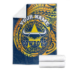 Personalized North Queensland Cowboys Blanket Polynesian Tribal Chest and Sleeve Tattoo