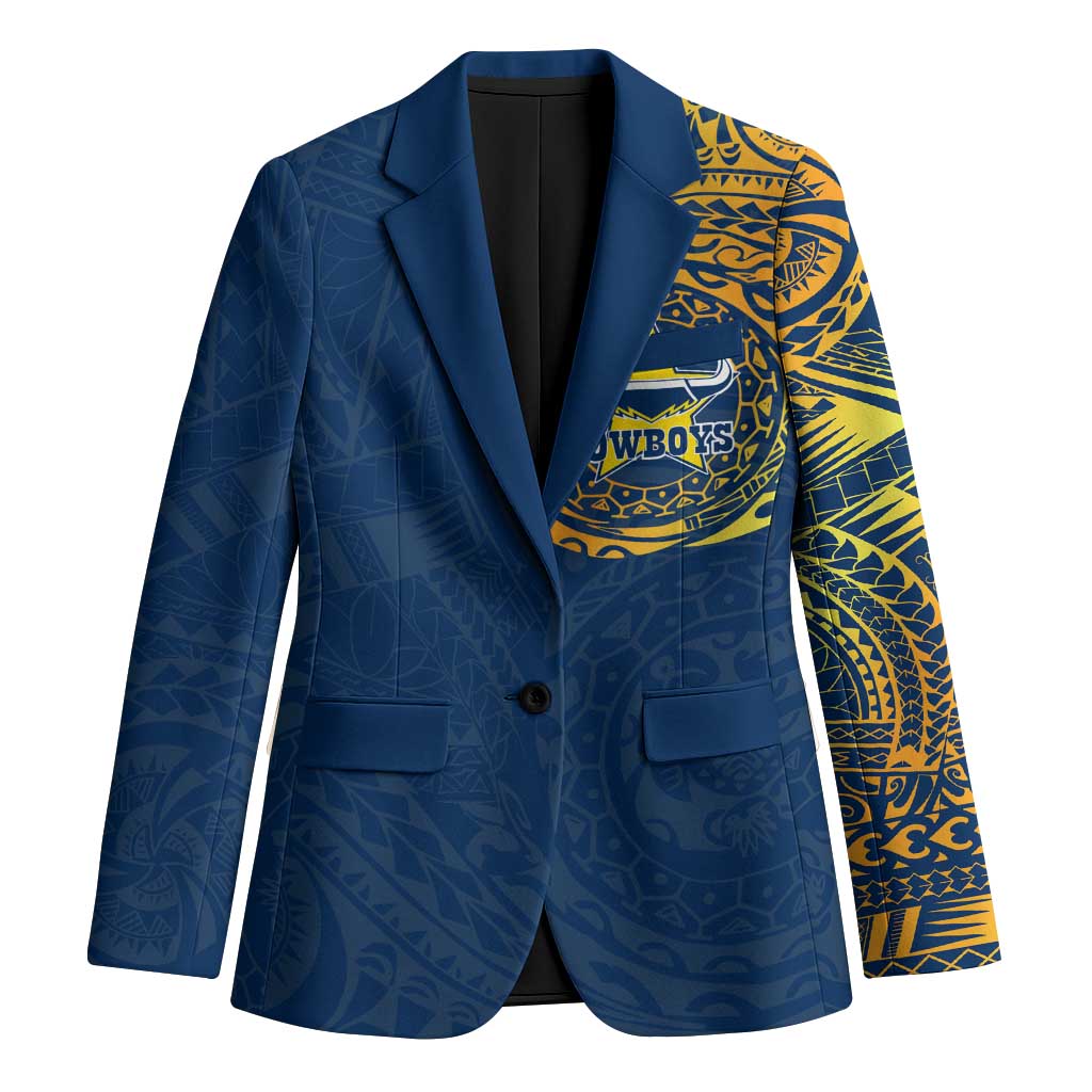 Personalized North Queensland Cowboys Blazer Polynesian Tribal Chest and Sleeve Tattoo